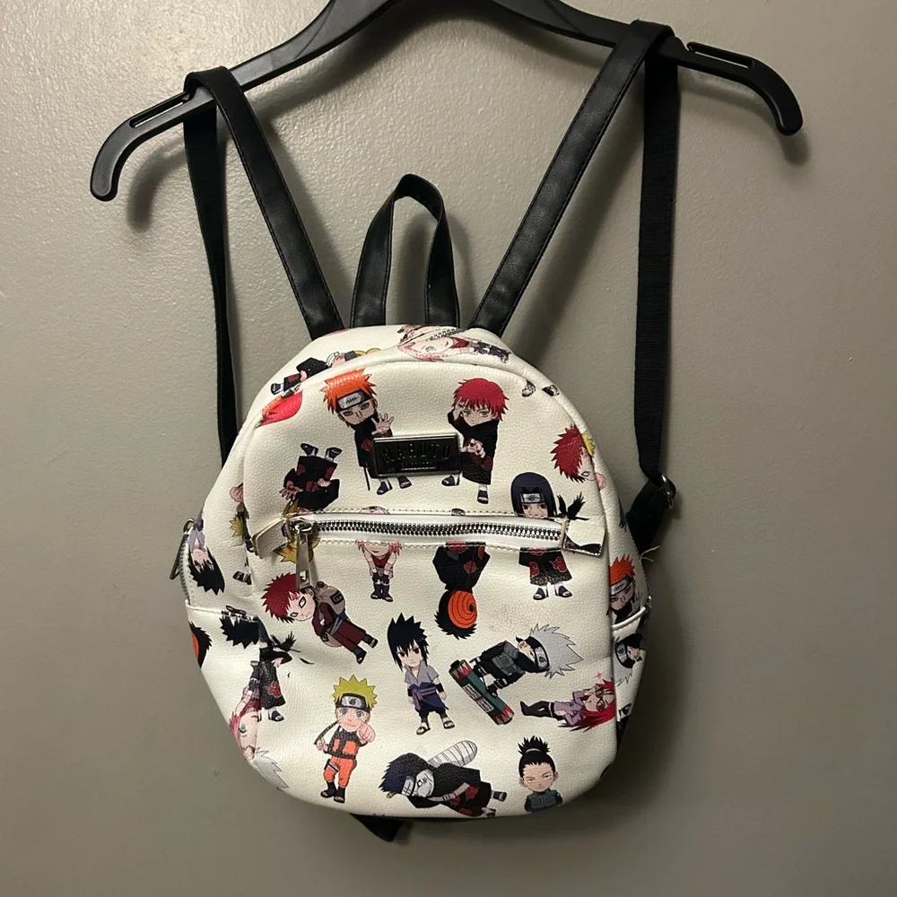 Naruto mini backpack - white Chini character vegan leather